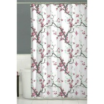 Maytex Cherrywood Blossom Shower Curtain Pink Black White Floral Polyest... - $28.73