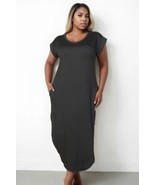 Plus Size Hidden Pocket Batwing Sleeve V Neck Long Dress - $32.23 CAD