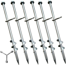 Ground Anchors Screw in 6 Pack-12 Inch Heavy Duty Galvanized Hex Head Tent Stake - £32.02 GBP