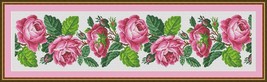 Berlin Woolwork Pink Roses Floral Border Panel Cross Stitch PDF Pattern PDF - £3.53 GBP