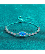 GRA Certified Blue/White Marquise Cut Halo 1 Carat Moissanite S925 Bracelet - $152.00+
