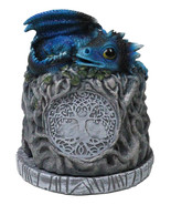 Blue Wyrmling Dragon Sleeping On Tree Of Life Stump Cone Incense Burner ... - $513.87 MXN