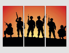 Soldiers Silhouettes Print Soldier Gift Military Canvas Art Military Wall Art So - £39.07 GBP