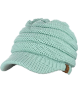 C. C Brand Brim Visor Trim Ponytail Beanie Ski Hat Knitted Messy Bun Cap... - £12.28 GBP