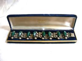 Vintage Sterling Silver Bracelet Forest Green Stones Made in Mexico 15-j - $5,513.38 MXN