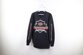 Vtg 90s Harley Davidson Mens Large Faded Spell Out Big Logo Long Sleeve T-Shirt - £93.05 GBP