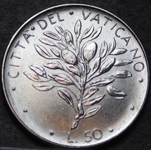 Vatican 50 Lire, 1971 Gem Unc~Olive Branch~700,000 Minted - £7.37 GBP