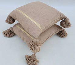 Early 21st Century Moroccan Pure Wool Pom Poms Handmade Pillow Covers- a... - $3,411.82 MXN