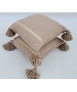 Early 21st Century Moroccan Pure Wool Pom Poms Handmade Pillow Covers- a... - £141.13 GBP