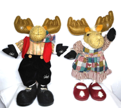 Christmas Moose&#39;s 15&quot; Tall - Pair Male &amp; Female! Adorable Christmas Seas... - $24.83