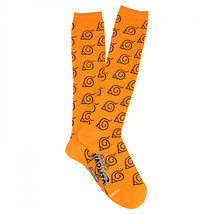 Naruto Shippuden Hidden Leaf Print Knee High Socks Orange - £11.78 GBP