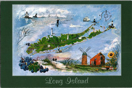 Vtg Postcard Long Island Historic sites, farms, wineries and beaches c1999 - £5.15 GBP