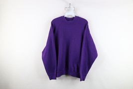 Vtg 90s Streetwear Womens XL Sun Faded Blank Heavyweight Sweatshirt Purp... - $33.62