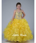 NEW Little Rosie Girls Long National Level Pageant Dress LR2084 Yellow 1... - $420.40