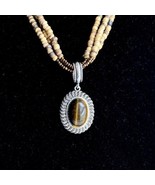 2005 Avon Tiger&#39;s Eye Pendant on Multistrand Natural Beads Necklace 16-19” - £8.61 GBP