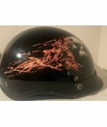 Outlaw  Motorcycle Half Helmet With Flaming Skull DOT Adult Large V530 - $68.24 CAD