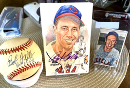 Bob Feller autographed baseball/postcard and 52 card - $173.25