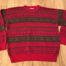Eric Rhodes Mens Pullover Red Crewneck Sweater Vintage Size Medium USA - £35.04 GBP