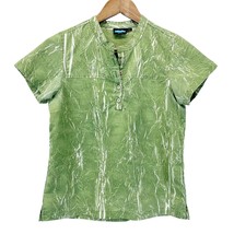 Kavu Womens S Short Sleeve Shirt Top Henley Button Grass Green Crinkle O... - £19.22 GBP