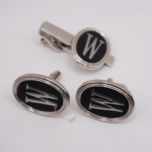 Swank Mens Cufflink Tie Pin Set Monogrammed W Men&#39;s Jewelry - £38.14 GBP