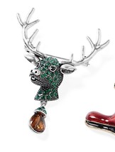 Multi Color Austrian Crystal, Deer Head Brooch 4.30 ctw BP107 - £18.97 GBP