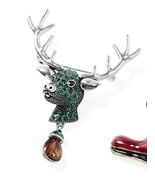 Multi Color Austrian Crystal, Deer Head Brooch 4.30 ctw BP107 - £18.97 GBP
