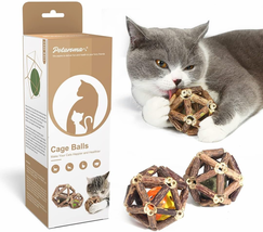 Catnip Toys, 3Pcs Cat Toys Natural Silvervine Stick Cage Balls &amp; Bell Ba... - $14.75