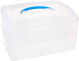 Portable Storage Bin With Lid for Tool And Craft Clear Stackable Storage NEW - £21.13 GBP