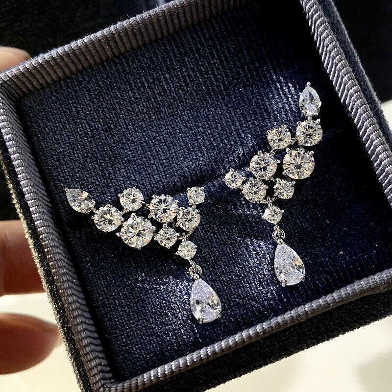 Fashion Silver Plated Drop Earrings Women Cubic Zirconia Jewelry Lab-Cre... - $12.99