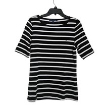 Tommy Hilfiger Black &amp; White Striped Top Womens Large - £14.85 GBP