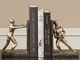 Athlete Book Ends Set 7" High Poly Stone Athletic Library Book Man Cave Office image 2