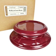 Longaberger Pottery Woven Traditions Pillar Candle Holder Paprika Red Pedestal - $24.74