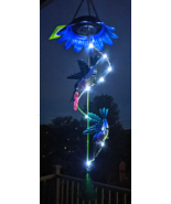 Solar Hummingbirds Windchime Bell Ringer LED Lights Yard Garden Deck Pat... - £13.22 GBP