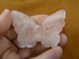 Y-BUT-719) Pink Rose quartz crystal BUTTERFLY figurine gemstone love but... - $23.36