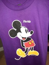  Vintage Disney Mickey Mouse Florida T-Shirt Adult Sz Medium Purple USA Made - £38.82 GBP