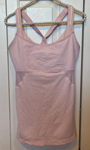 Lululemon Heathered Pig Soft Pink Cross My Heart Tank Size 8 Built in Bra - $29.67