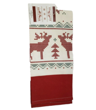 Tea Towel Fair Isle Winter Cotton Jabara Group red 18x28&quot; new - $10.00