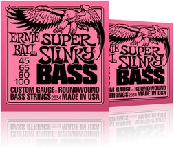 Bass Strings, 2 Pack, Super Slinky Round Wound, Ernie Ball 2834 (Standard). - £36.70 GBP