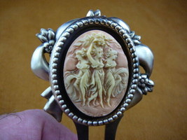 chm36-12) 3 Three muses Graces cameo brass hair pin pick stick accessory... - $33.65