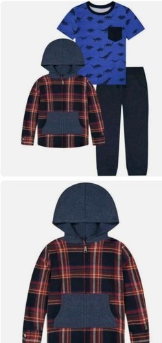 Andy & Evan ~ Three (3) Piece ~ Kids Hooded Flannel Set ~ Red Dino ~ Size 4T Item image 2