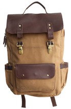 Leather Waxed Canvas Outdoor Travel Weekender  Backpack 18SKB09BR - $69.29