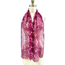 Silk scarf Coach Signature Logo Print pink purple Spell out 58x11 - $39.60