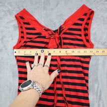 Casual Dress Girls Red Pinstriped Sleeveless V Neck Drawstring Above Kne... - $29.68