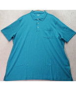 Lands&#39; End Polo Shirt Mens 2XL Blue Cotton Traditional Fit Short Sleeve ... - £18.18 GBP