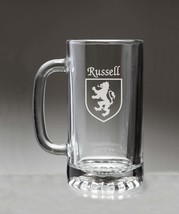 Russell Irish Coat of Arms Glass Beer Mug (Sand Etched) - £21.64 GBP