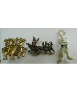 Vintage Christmas Brooch Lot of 3 Glitter Enamel Metal - $61.80 CAD