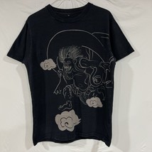 Japanese Oni Mask Double Sided Graphic T-Shirt Tee Black Gray Size Medium - $17.99