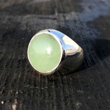 Anillo de piedras preciosas de jade verde natural 925 anillo de plata... - $93.10