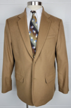 LL Bean Mens Dark Camel Tone Brown Wool Cashmere Sport Coat Jacket 44R - £34.95 GBP