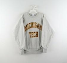 Vtg 80s Champion Reverse Weave Michigan Tech Sweatshirt Heather Gray USA Mens L - $217.75